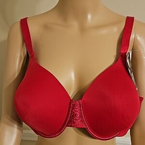 Vanity Fair Smooth Red Bra with Lace Center